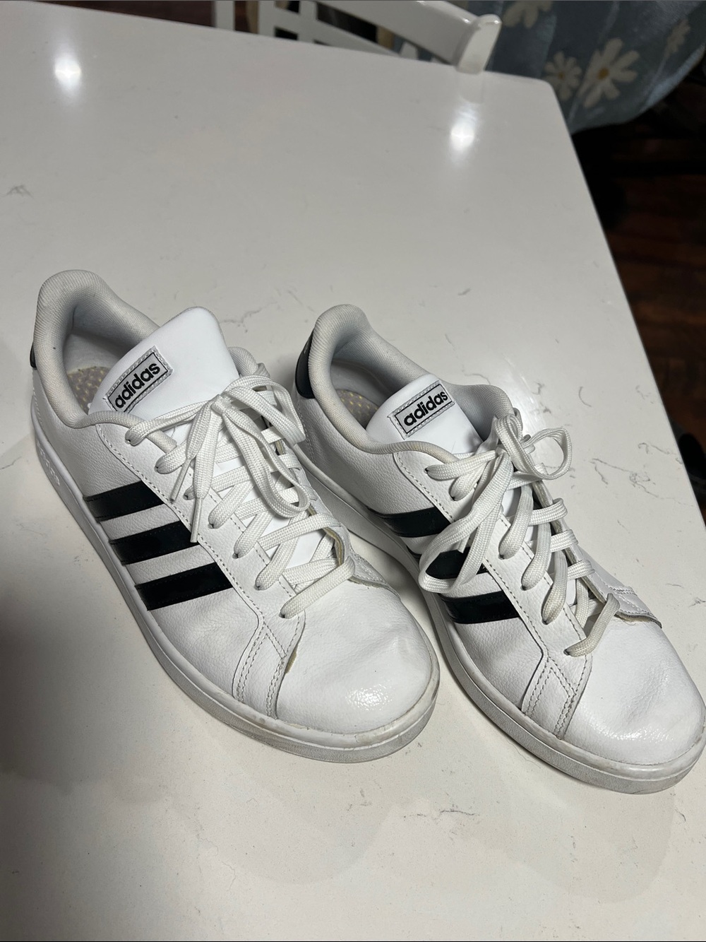 Adidas Grand Court Low Top Sneakers in White and Black